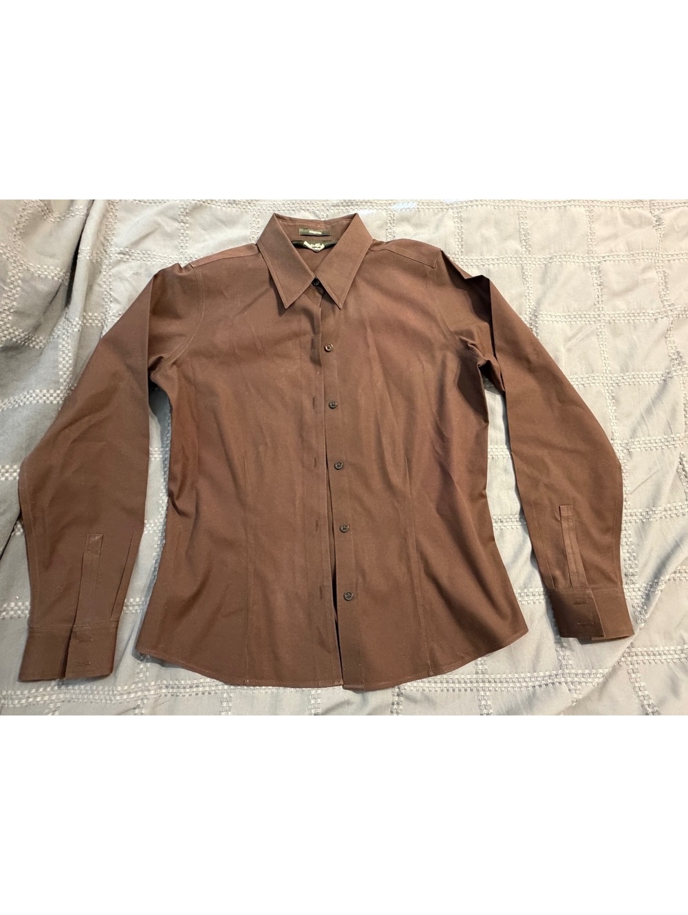 Eddie Bauer Brown Wrinkle-Resistant Stretch Cotton Shirt Size S